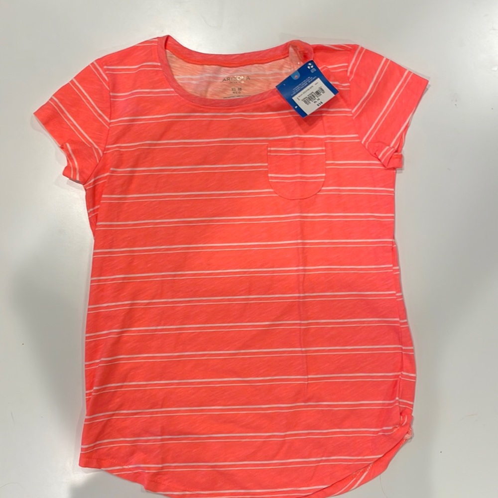 Arizona Short sleeve striped pint knit shirt - girls 16